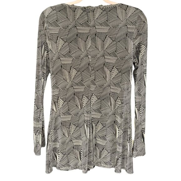 Connected Womens Tunic Size M/L Black Gold Metallic Art Deco Gallery Psychedelic - Picture 2 of 6